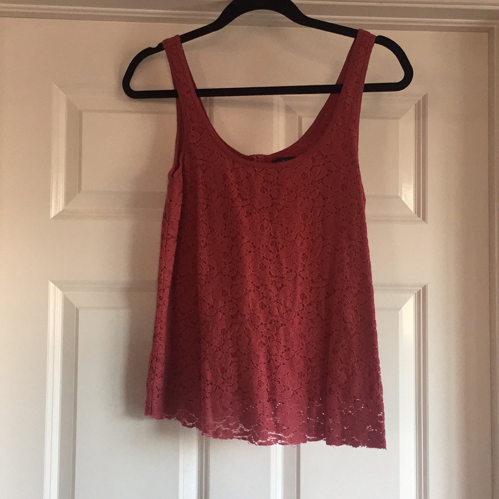 Lace tank top with zipper detail